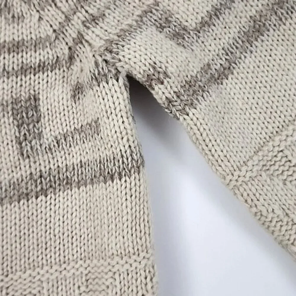 TNA Women's Knit Cream Taupe Lambs Wool Cowichan Zip Up Cardigan Pockets Size S - Picture 4 of 15